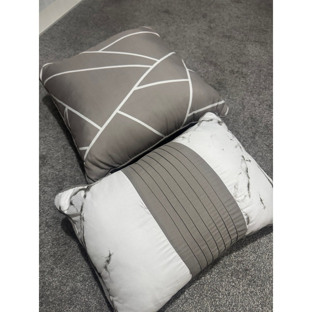 Decorative Throw Pillows Gray and White Marble & Geometric